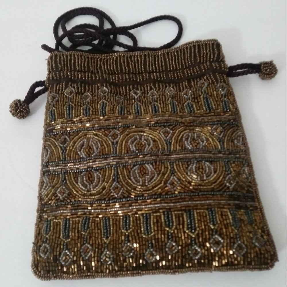 Carla Marchi Embellished Seed Bead Pouch Bag